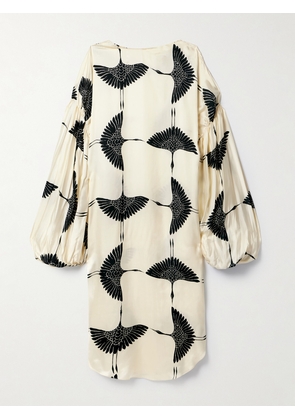 KHAITE - Zelma Printed Satin Midi Dress - Yellow - US0,US2,US4,US6,US12