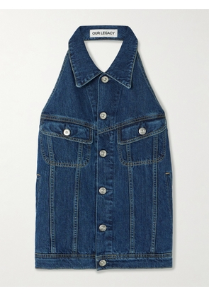 Our Legacy - Paneled Denim Halterneck Vest - Blue - EU 32,EU 34,EU 36,EU 38,EU 40,EU 42