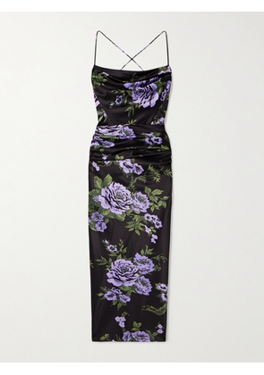 Carolina Herrera - Draped Floral-print Satin Midi Dress - Multi - US4,US6,US8