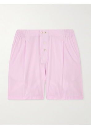 SÉBLINE - Pleated Cotton-poplin Shorts - Pink - x small,small,medium,large,x large