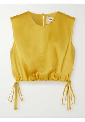 TOVE - Cecily Cropped Gathered Silk-satin Top - Gold - FR 34,FR 36,FR 38,FR 40,FR 42