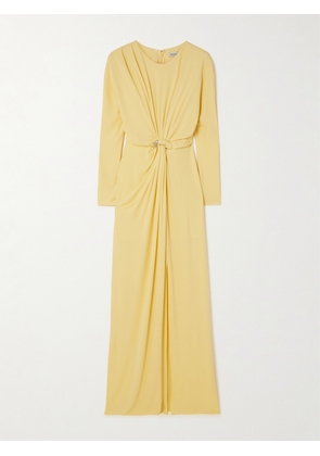 SIMKHAI - Maisie Embellished Draped Stretch-jersey Maxi Dress - Yellow - US0,US2,US4,US6,US8,US10,US12