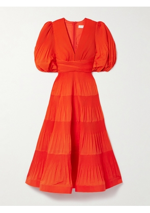 Zimmermann - Tiered Plissé-taffeta Midi Dress - 00,1,2,3,4