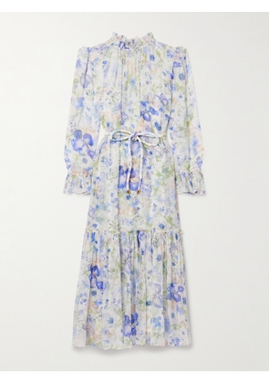 Zimmermann - + Net Sustain Natura Belted Ruffled Floral-print Crepon Midi Dress - Multi - 00,0,1,2,3,4