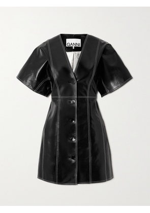 GANNI - Faux Patent-leather Mini Dress - Black - EU 34,EU 36,EU 38,EU 40,EU 42,EU 44