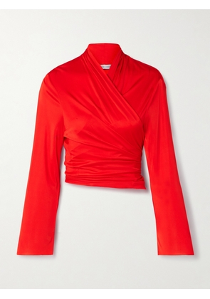 Marie Adam-Leenaerdt - Satin-jersey Wrap Top - Red - FR 34,FR 36,FR 38,FR 40,FR 42