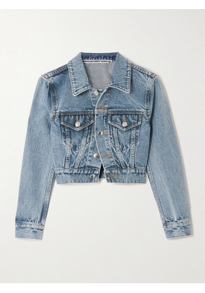 ALEXANDER WANG - Cropped Crystal-embellished Denim Jacket - Blue - xx small,x small,small,medium,large