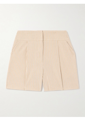 Veronica Beard - Haina Pleated Striped Cotton-blend Seersucker Shorts - Off-white - US0,US2,US4,US6,US8,US10,US12