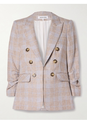 Veronica Beard - Beacon Dickey Gathered Checked Linen Blazer - Multi - US0,US2,US4,US6,US8,US10,US12,US14