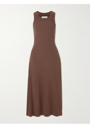 Citizens of Humanity - Isabel Ribbed Stretch Organic Cotton And Lyocell-blend Jersey Midi Dress - Brown - x small,small,medium,large,x large
