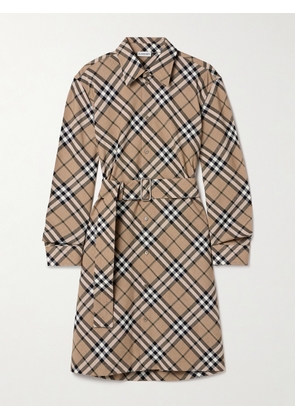 Burberry - Belted Checked Woven Mini Shirt Dress - Neutrals - UK 6,UK 8,UK 10,UK 12,UK 14,UK 16
