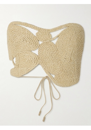Cult Gaia - Ase Strapless Open-back Asymmetric Raffia Top - Neutrals - xx small,x small,small,medium,large,x large