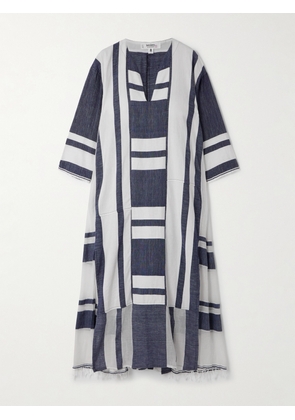 lemlem - Fana Fringed Striped Cotton Kaftan - Blue - XS/S,M/L