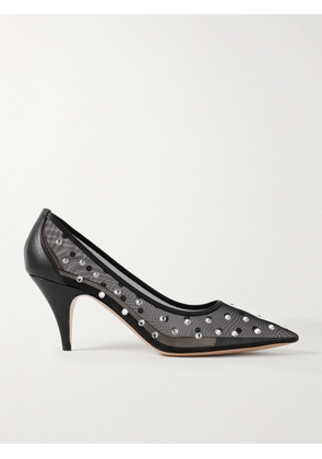 KHAITE - River Iconic Leather-trimmed Crystal-embellished Mesh Pumps - Black - IT36,IT36.5,IT37,IT37.5,IT38,IT38.5,IT39,IT39.5,IT40,IT40.5,IT41