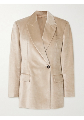Brunello Cucinelli - Asymmetric Velvet Blazer - Neutrals - IT40,IT42,IT44,IT46