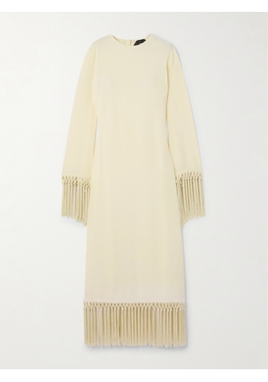Taller Marmo - Claudia Venti Fringed Cady Midi Dress - Cream - IT36,IT38,IT40,IT42,IT44,IT46,IT48