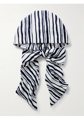 Eugenia Kim - Gigi Striped Satin Head Scarf - Blue - One size