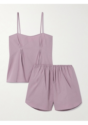 Deiji Studios - Pintucked Organic Cotton-poplin Tank And Shorts Set - Purple - x small,small,medium,large,x large