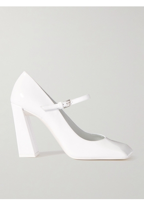 Amina Muaddi - Charlotte Patent-leather Mary Jane Pumps - White - IT35,IT36,IT37,IT37.5,IT38,IT38.5,IT39,IT39.5,IT40,IT40.5,IT41