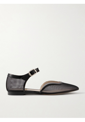 Le Monde Béryl - Leather-trimmed Mesh Mary Jane Ballet Flats - Black - IT36,IT36.5,IT37,IT37.5,IT38,IT38.5,IT39,IT39.5,IT40