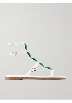 Gianvito Rossi - Shanti Embellished Leather Sandals - White - IT36,IT37,IT37.5,IT38,IT38.5,IT39,IT39.5,IT40,IT40.5,IT41,IT42