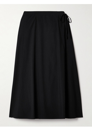 The Row - Fleur Pleated Cotton-poplin Midi Skirt - Black - large,x large