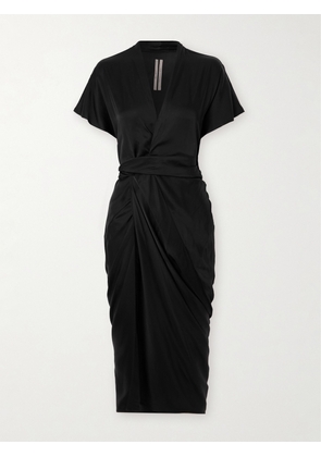 Rick Owens - Draped Satin Midi Wrap Dress - Black - IT38,IT40,IT42,IT44,IT46,IT48