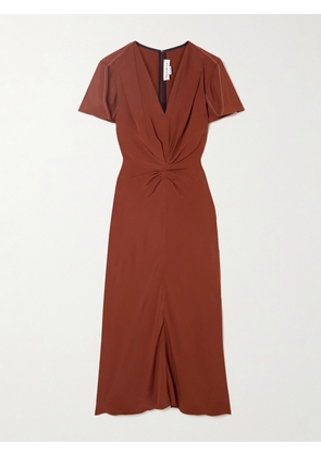 Victoria Beckham - Gathered Jersey Midi Dress - Brown - UK 4,UK 6,UK 8,UK 10,UK 12,UK 14,UK 16