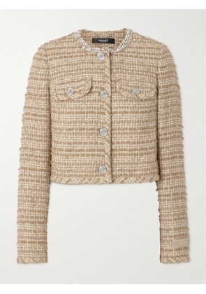 Versace - Embellished Cotton-blend Tweed Jacket - Brown - IT36,IT38,IT40,IT42,IT44,IT46