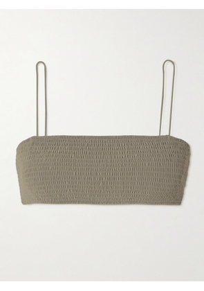 TOTEME - Shirred Recycled Bikini Top - Gray - xx small,x small,small,medium,large,x large