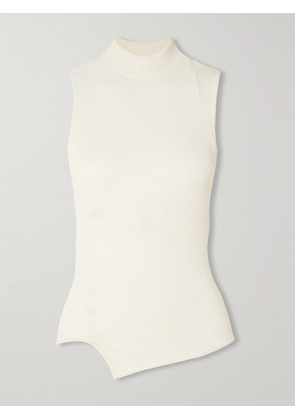 TOTEME - Asymmetric Ribbed-knit Tank - Ecru - xx small,x small,small,medium,large,x large