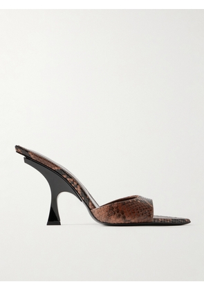 The Attico - Ester Snake-effect Leather Mules - Brown - IT36,IT37,IT37.5,IT38,IT38.5,IT39,IT39.5,IT40,IT41