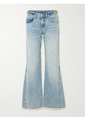 Stella McCartney - Frayed Embellished Flared Jeans - Blue - 24,25,26,27,28,29,30,31,32,33
