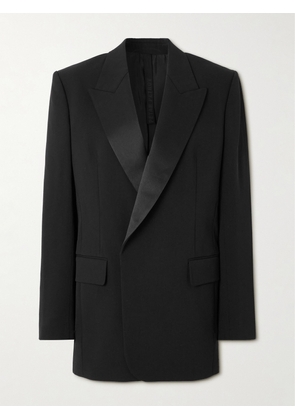 PETAR PETROV - Double-breasted Satin-trimmed Wool-blend Blazer - Black - FR 34,FR 36,FR 38,FR 40,FR 42,FR 44