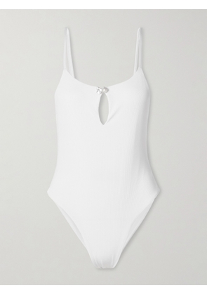 Sara Cristina - Pearl-embellished Cutout Swimsuit - White - x small,small,medium,large,x large