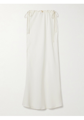 Sara Cristina - Ola Pearl-embellished Recycled Crepe De Chine Midi Skirt - White - x small,small,medium,large,x large
