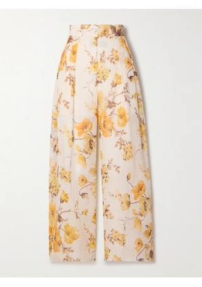 Zimmermann - Ottie Floral-print Ramie Wide-leg Pants - Orange - 00,1,2,3,4