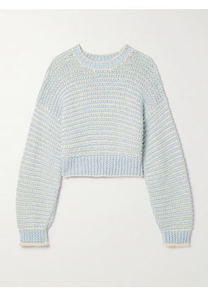 LOVESHACKFANCY - Koa Cropped Cotton Sweater - Blue - x small,small,medium,large,x large