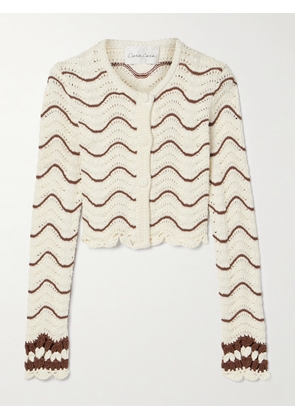 Cara Cara - Louise Striped Knitted Cotton Cardigan - Brown - xx small,x small,small,medium,large