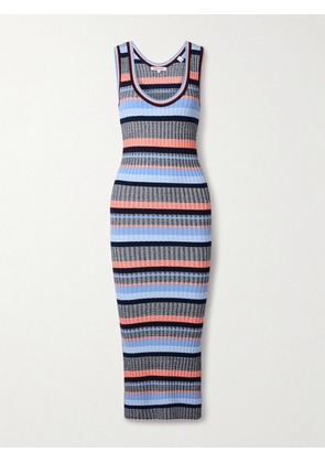 Veronica Beard - Fabiana Striped Ribbed-knit Midi Dress - Multi - x small,small,medium,large,x large