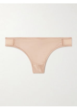 Eres - Splendide Tulle-trimmed Silk-satin Thong - Pink - FR 36,FR 38,FR 40,FR 42,FR 44
