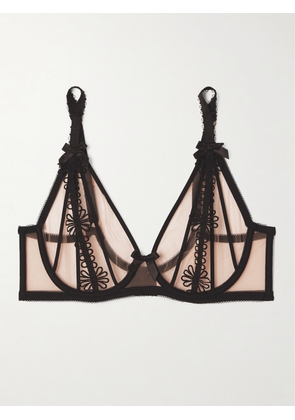 Agent Provocateur - Coletta Grosgrain-trimmed Appliquéd Tulle Underwired Bra - Neutrals - 32B,34B,36B,32C,34C,36C,32D,34D,36D,32DD,34DD,36DD,32E,34E