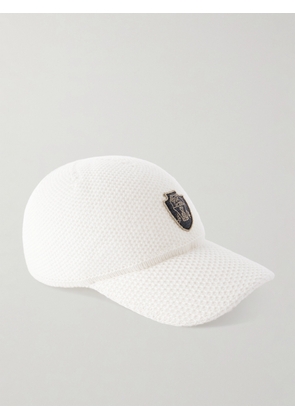 Brunello Cucinelli - Appliquéd Waffle-knit Wool Baseball Cap - White - small,medium