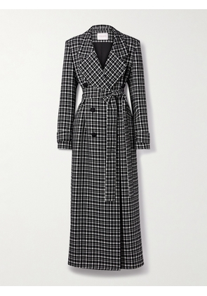 Carolina Herrera - Belted Double-breasted Checked Woven Coat - Black - US4,US6