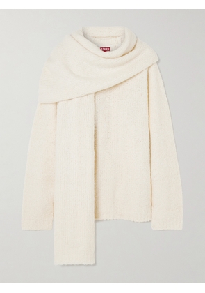 STAUD - Siren Bouclé Sweater With Detachable Scarf - Ivory - x small,small,medium,large