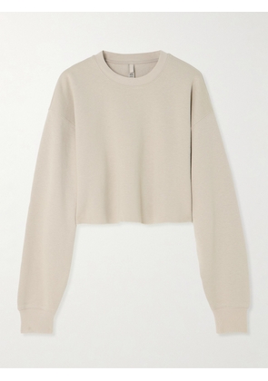 SKIMS - Cropped Cotton-blend Jersey Sweater- Stone - Gray - XXS,XS,S,M,L,XL,2XL,3XL,4XL