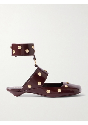 Chloé - Jade Studded Leather Mules - Burgundy - IT35,IT36,IT36.5,IT37,IT37.5,IT38,IT38.5,IT39,IT39.5,IT40,IT40.5,IT41