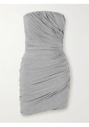 The Attico - Strapless Ruched Jersey Mini Dress - Gray - IT36,IT38,IT40,IT42,IT44