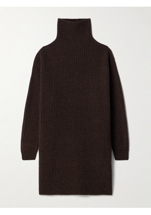 LEMAIRE - Ribbed Wool Turtleneck Mini Dress - Brown - xx small,x small,small,medium,large