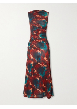 Ulla Johnson - Livia Ruched Printed Lyocell-jersey Midi Dress - Multi - x small,small,medium,large,x large